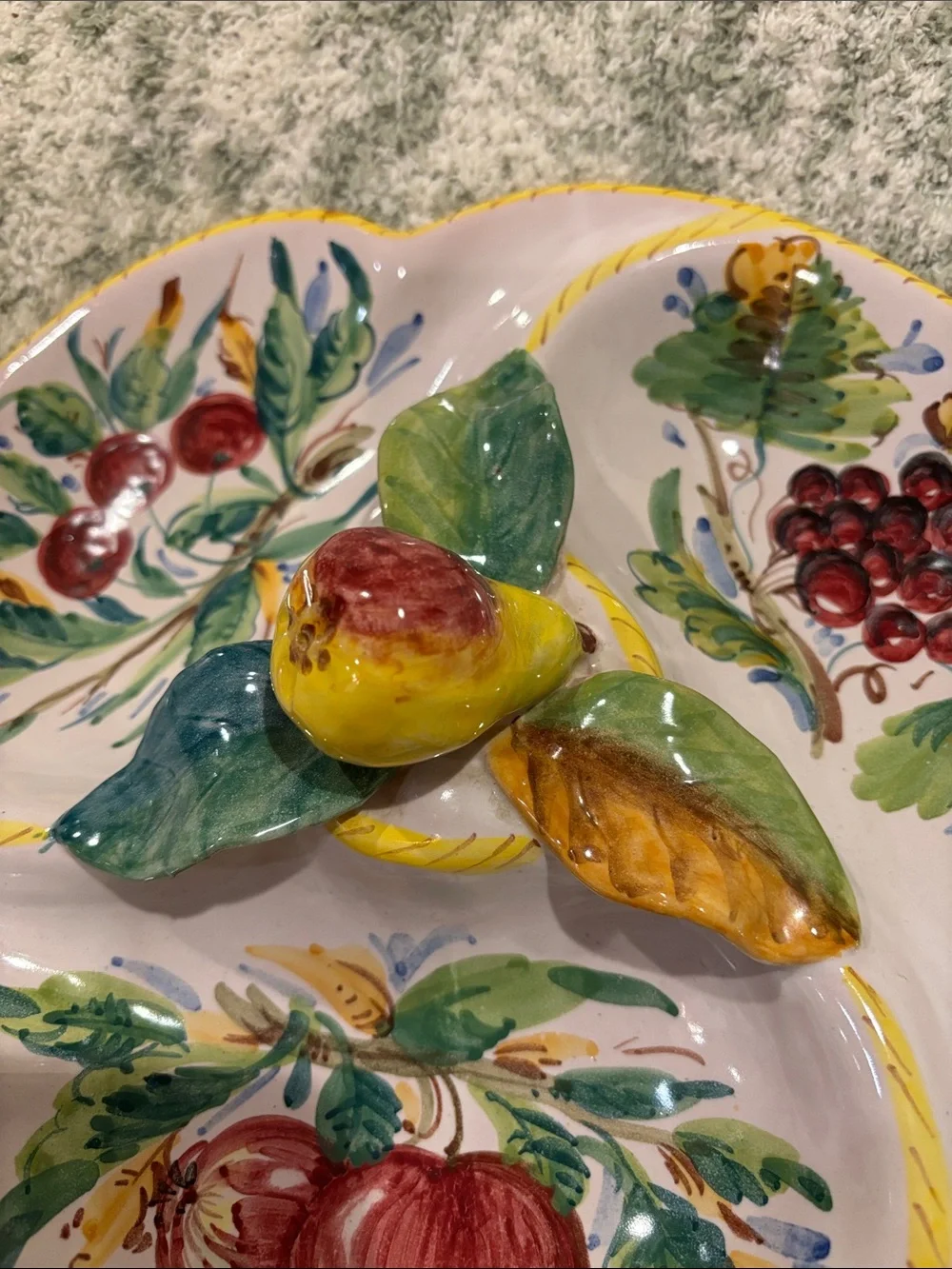 Hand-Painted Italian Ceramic Fruit Divided Serving Dish NWT Artisan Made